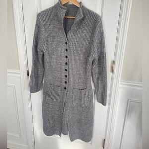 KUBITU Gray Chunky Knit Long Sweater Women’s Large  (runs small!) Boho Indie